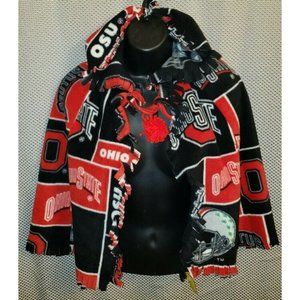 Ohio State Buckeyes Football Scarlet & Black 3/4 Fleece Cape w/ Hood & Fringe